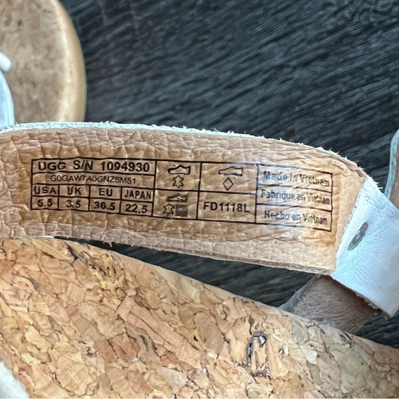 NWOT UGG Ayden White Perforated Leather Sling Back Sandals US5.5 EU36.5 - Picture 11 of 11